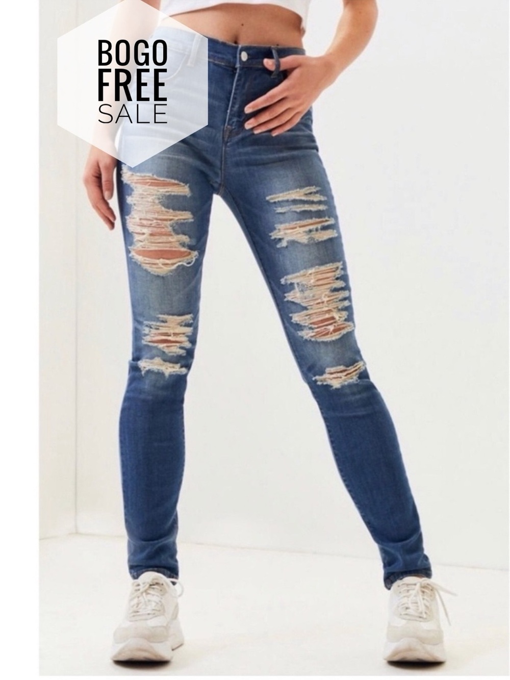 Pacsun Women’s Perfect Fit Distressed Skinny Blue Jeans Jeggings